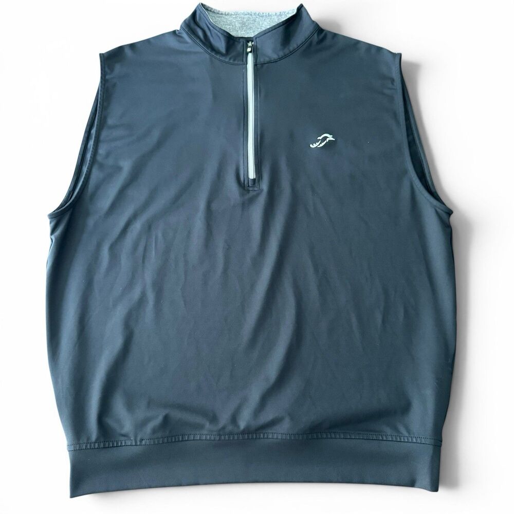 FootJoy FJ Golf Vest Mens Medium Black 1/4 Zip‎ Performance Pullover Sleeveless